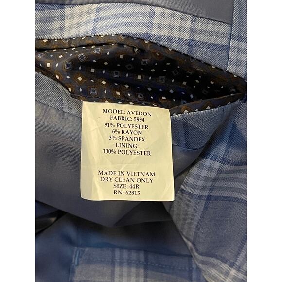 Mens The Savile Row Company Blue Plaid Spring Pockets‎ Buttons Blazer Size 44R - Picture 16 of 16